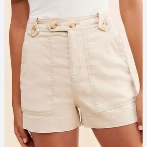 Anthropologie Maeve Linen Blend High-Rise A-Line Short White‎ Sz8 Stretchy Summe